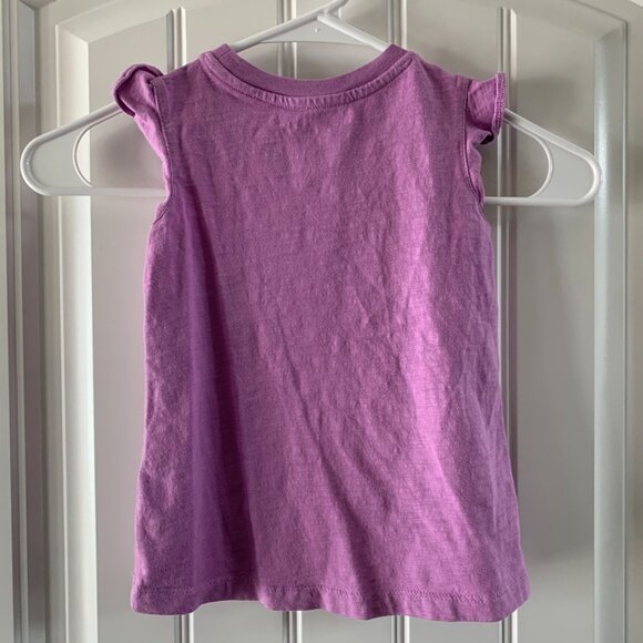 Primary Girls Purple Ruffle Sleeve Hi-Lo Basic Short Sleeve Shirt | Size 3 - Picture 4 of 4